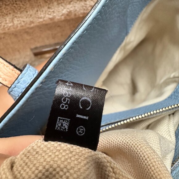 Gucci large swing tote in beige leather with blue accents. - Picture 10 of 10